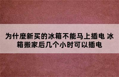 为什麼新买的冰箱不能马上插电 冰箱搬家后几个小时可以插电